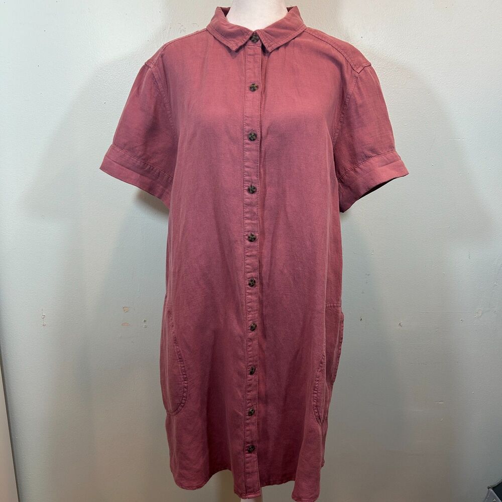 LUCKY BRAND Linen Mauve Shirtdress Size XL Cabincore Lagonlook Comfy